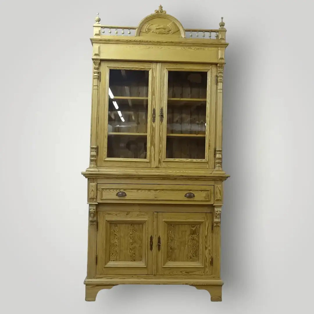 Antieke grenen vitrinekast(en) - Larix - Meubelen.be