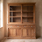 Vitrinekast massief teak 192 cm, tweedelig