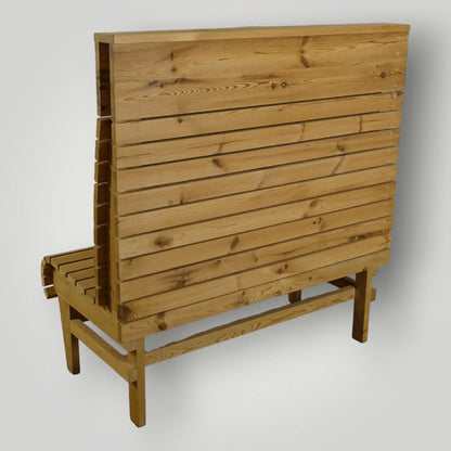 Houten treinbanken ook op maat verkrijgbaar - Larix - Meubelen.be