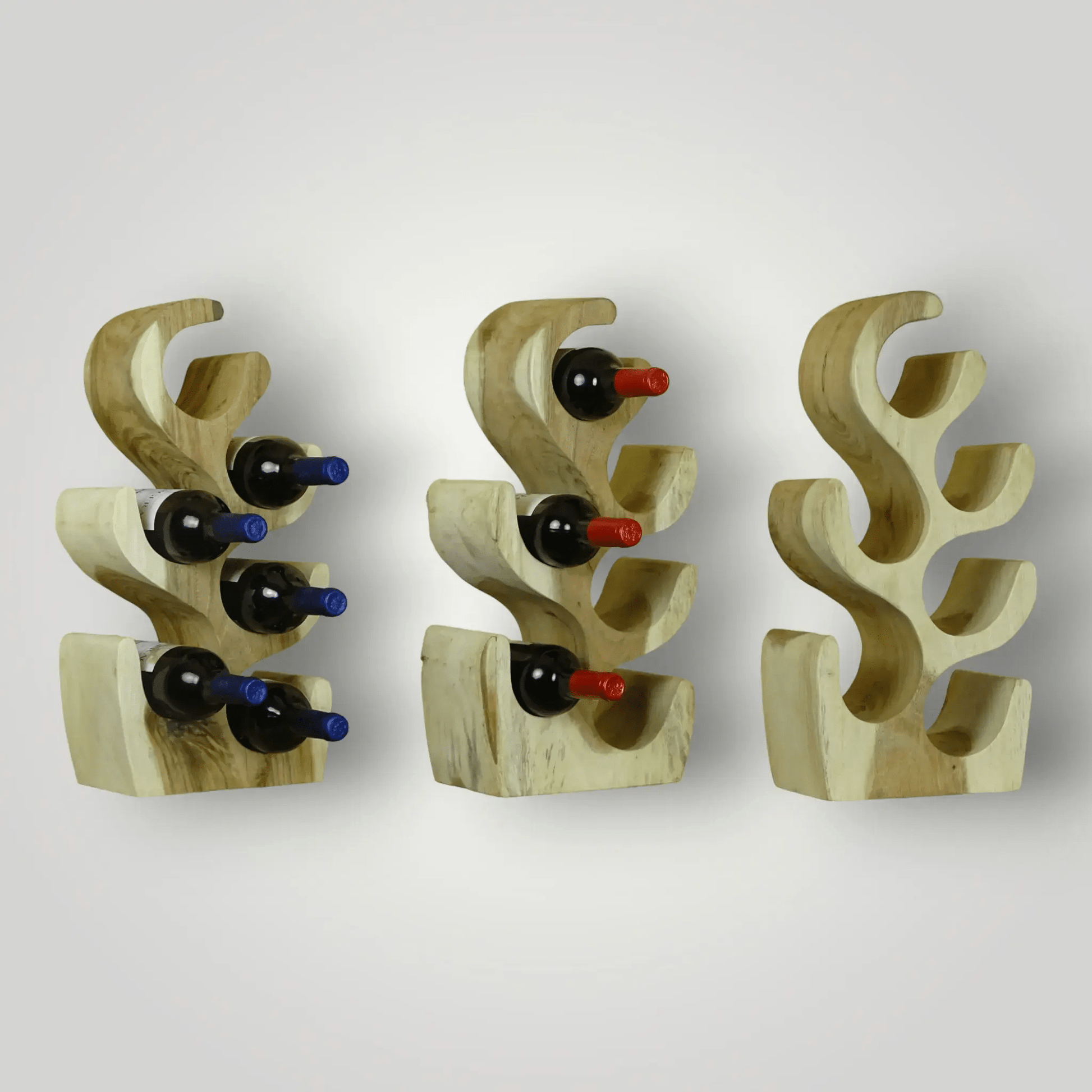 Suar houten wijnrekken 2+1 Gratis - Larix - Meubelen.be