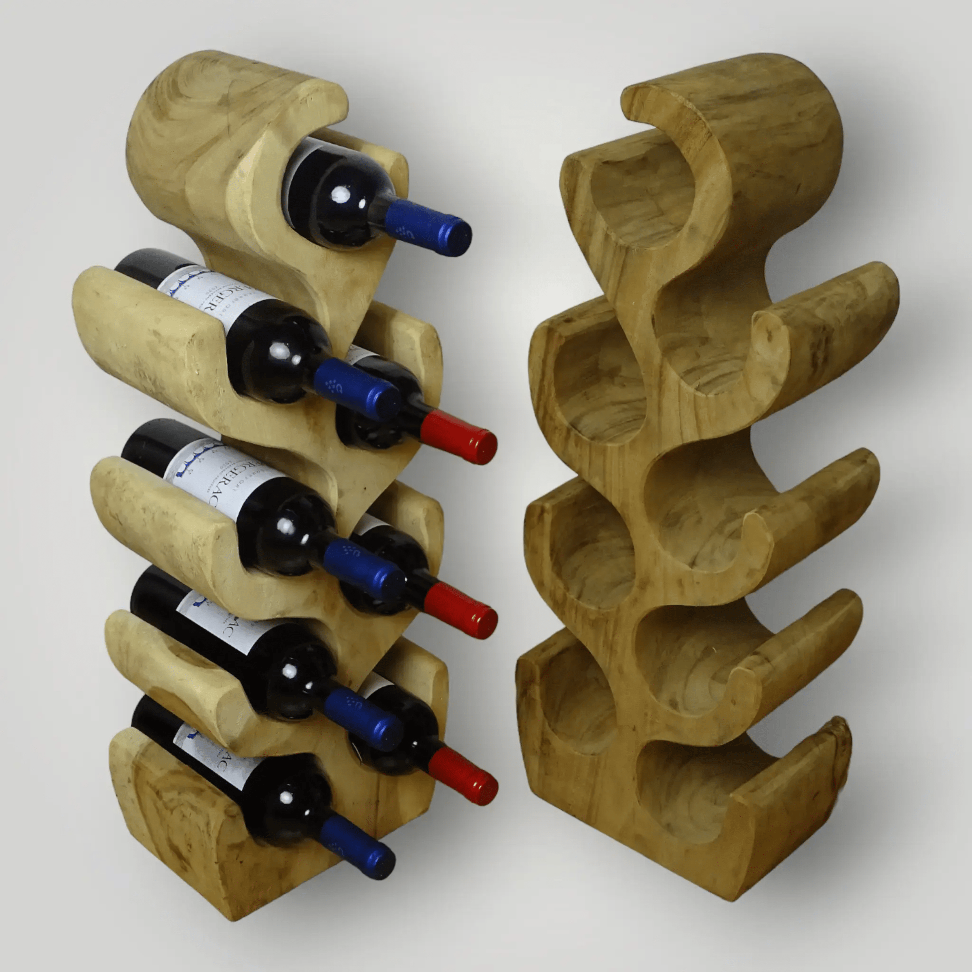 Suar houten wijnrekken 2+1 Gratis - Larix - Meubelen.be